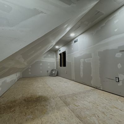 Attic Renovation Drywall Installation Custom Finishing Recessed Lighting