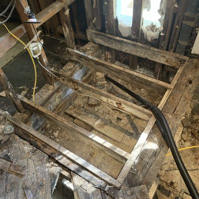 Water Damage Restoration Bathroom Subfloor Replacement Structural Repair